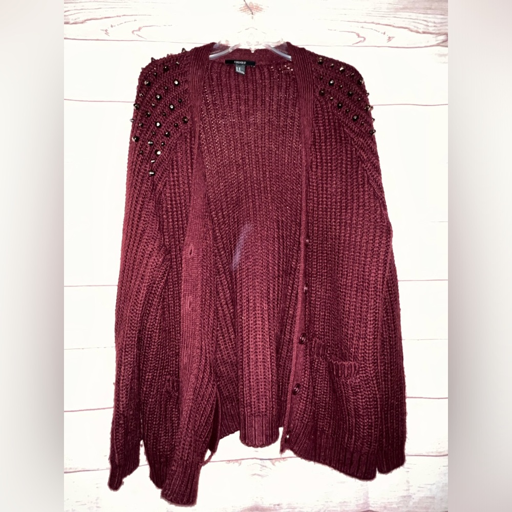Forever 21 maroon sweater cardigan
